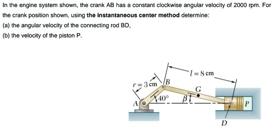 In the engine system shown, the crank AB has a constant clockwise ...