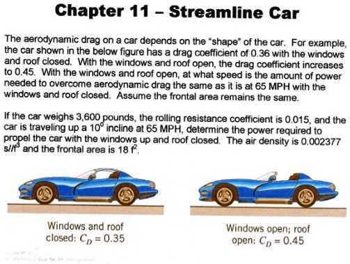 Chapter 11- Streamline Car The aerodynamic drag on a car...