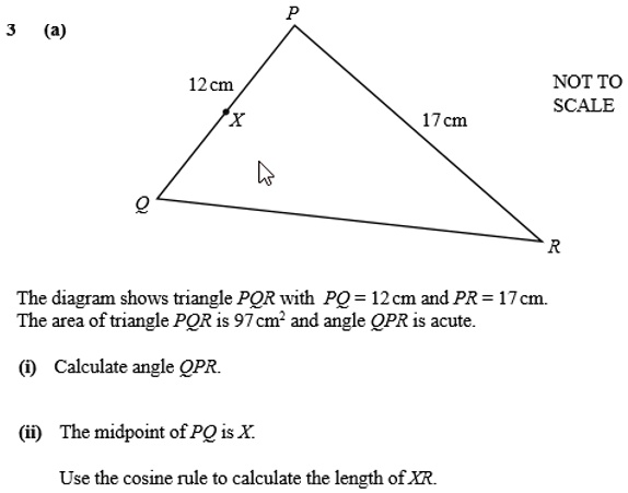 Solved 12 Cm Not To Scale 17 Cm The Diagram Shows Triangle Pqr With Pq 12 Cm And Pr It Cm 2262