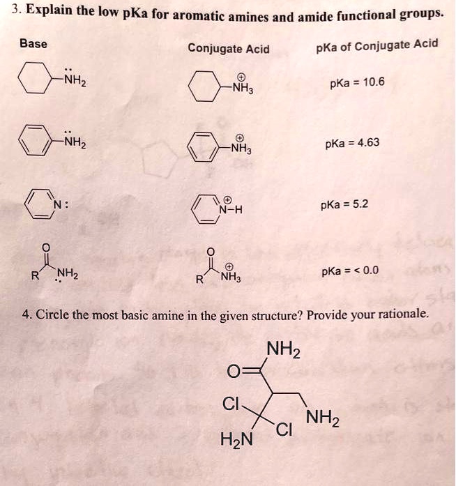 SOLVED:Explain The Low PKa For Aromatic Amines And Amide Functional ...