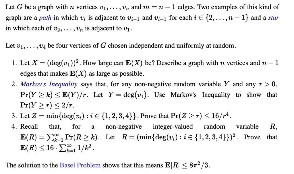 let be a graph with n vertices u1 un and m n 1 edges two examples of ...