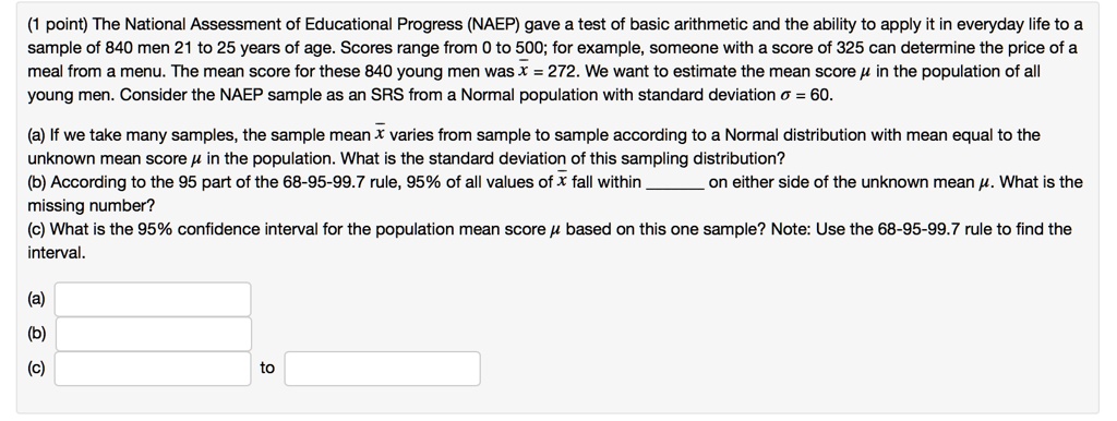 Nape Testing The National Assessment of Educational Progress (NAEP) gave a test of ...