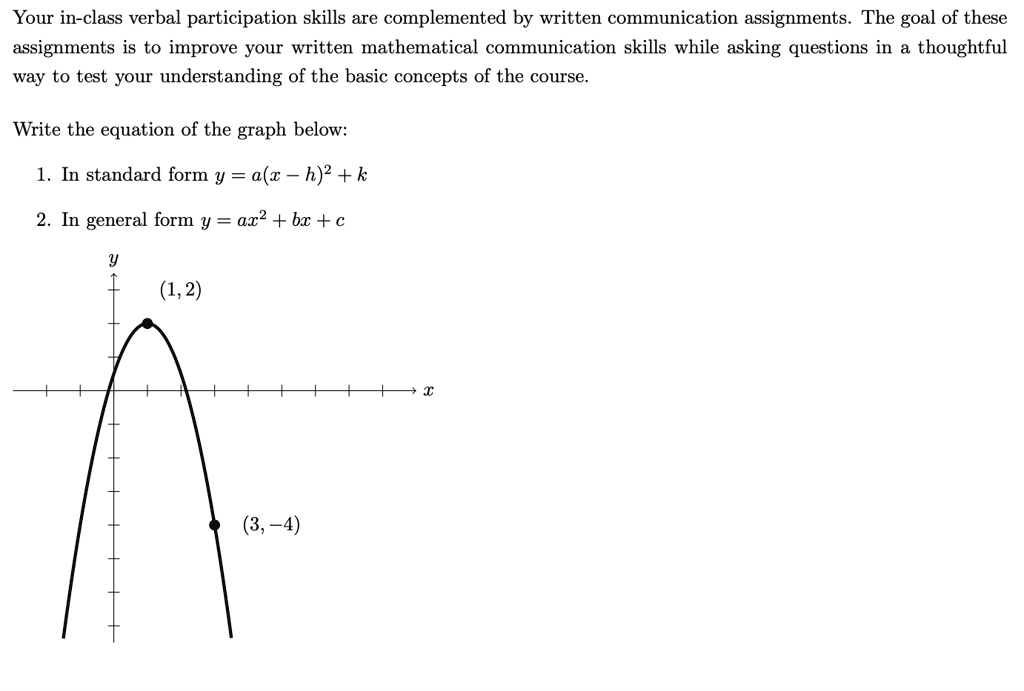 your in class verbal participation skills are complemented by written communication assignments the goal of these assignments is to improve your written mathematical communication skills whi 14969