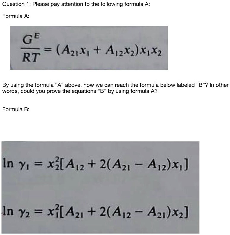 772px x 786px - SOLVED: Text: Question 1: Please pay attention to the following formula A  Formula A: GE = Ax + A2xxx RT By using the formula \