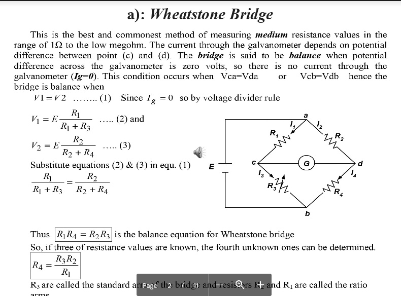 SOLVED: Wheatstone Bridge This Is The Best And Commonest Method Of ...