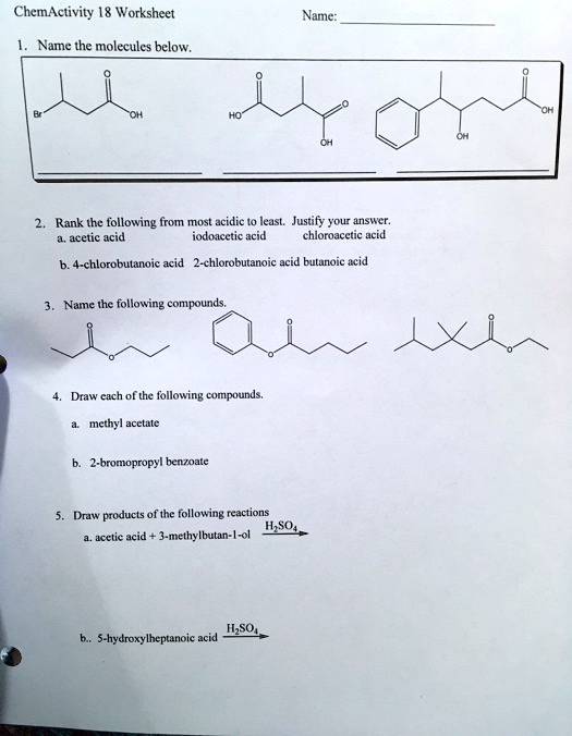 ChemActivity 18 WorksheetName: Name the molecules bel… - SolvedLib