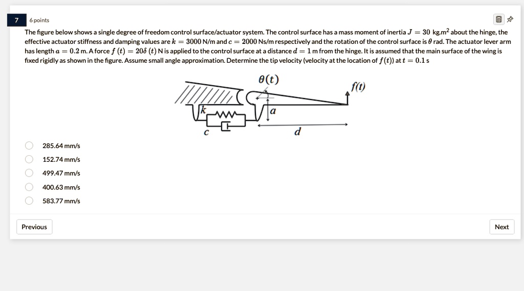 6 points the figure below shows a single degree of freedom control ...