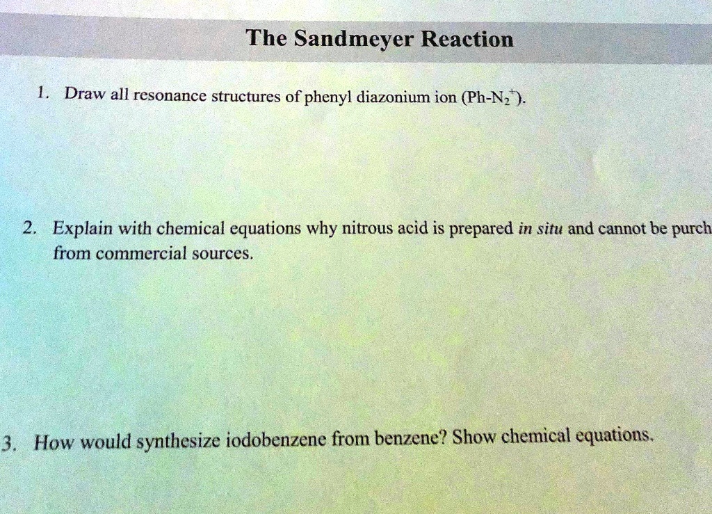 SOLVED The Sandmeyer Reaction Draw all resonance structures of phenyl