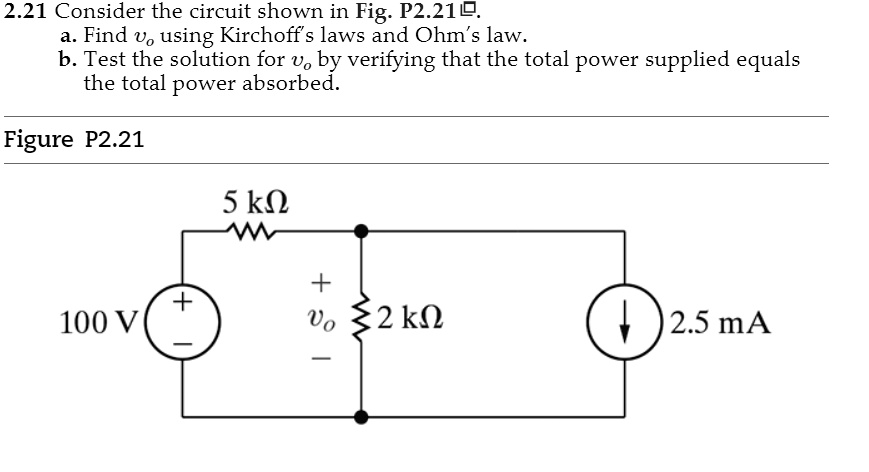 SOLVED: 2.21 Consider The Circuit Shown In Fig. P2.21. A. Find U, Using ...