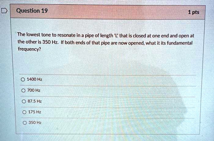 SOLVED: The lowest tone to resonate in a pipe of length L' that is ...