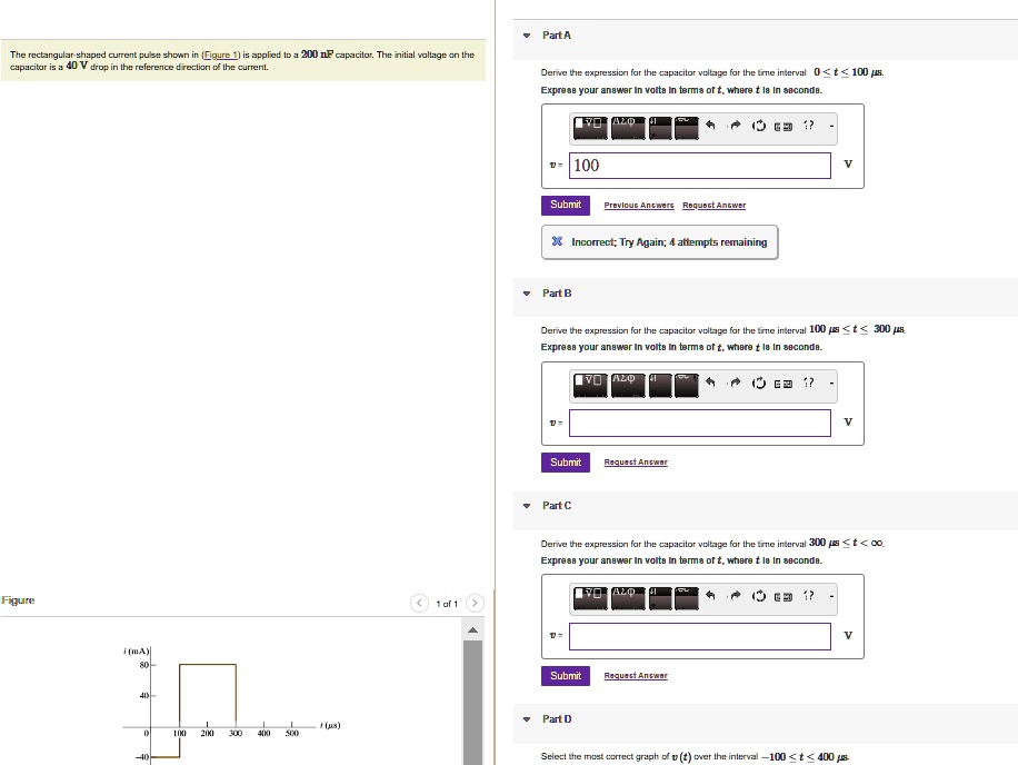 Part A The rectangular-shaped current pulse shown in (Figure 1) is ...
