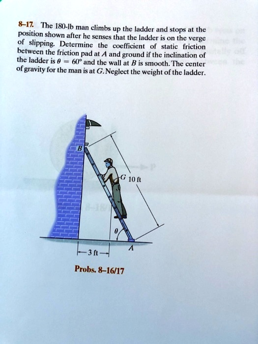 SOLVED: 8-17. The 180-lb Man Climbs Up The Ladder And Stops At The ...