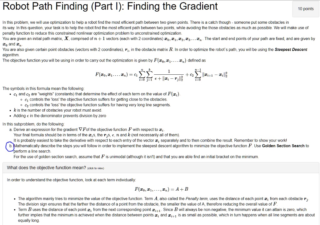 SOLVED: Robot Path Finding (Part I): Finding the Gradient 10 points In ...