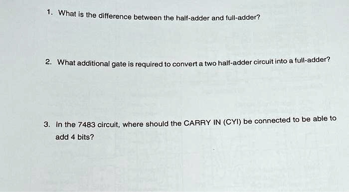 1. What is the difference between the half-adder and full-adder? 2 ...