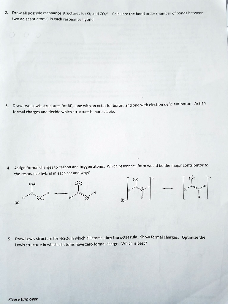 SOLVED Draw all possible resonance structures for O2 and CO. Calculate