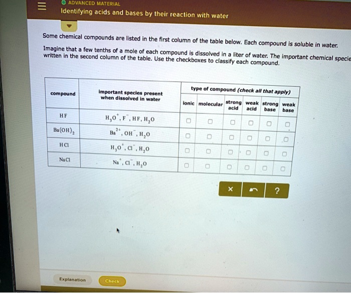 Solved Advanced Material Identifying Acids And Bases By Their