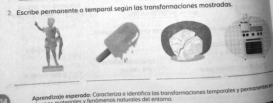 Escribe Permanente O Temporal Según Las Transformaciones Mostradas