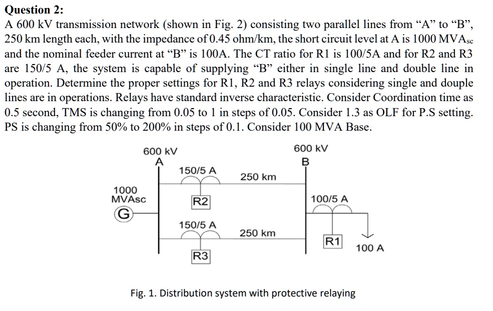 SOLVED: Question 2: A 600 kV transmission network (shown in Fig: 2 ...