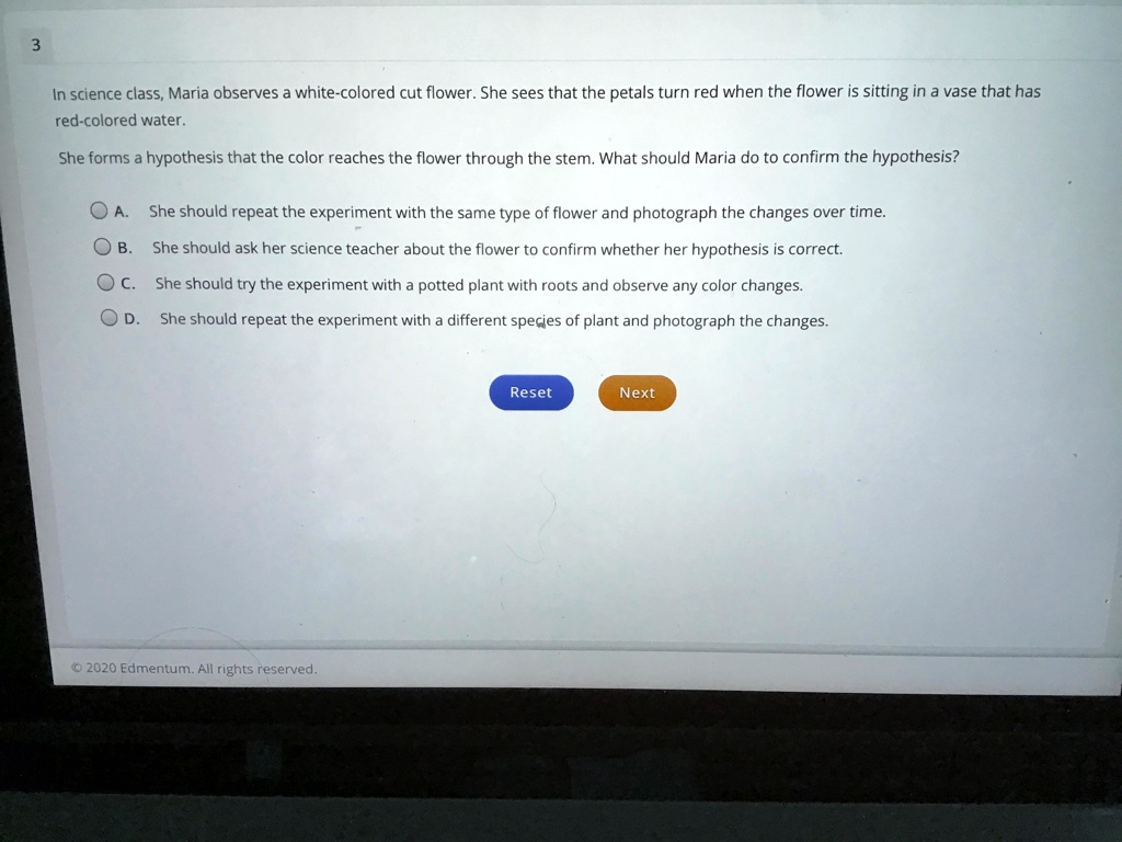 SOLVED 'Need help with this question In science class; Maria observes