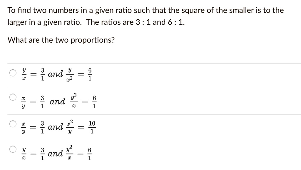 SOLVED: To find two numbers in a given ratio such that the square of ...