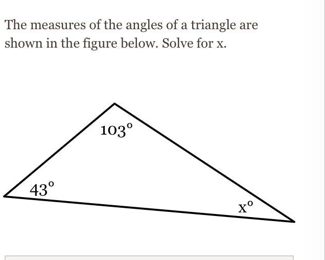 The measures of the angles of a triangle are shown in the figure below ...