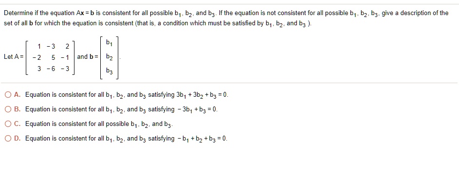 determine if the equation ax f consistent for all possible b1 b2 and b3 ...