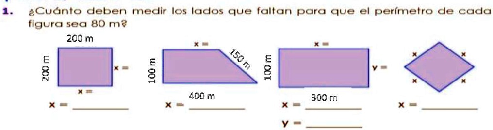 SOLVED: Cuanto deben medir los lados que faltan para él perímetro de ...