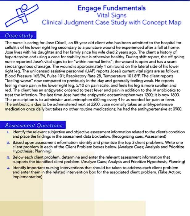 vital signs clinical judgment case study with concept map