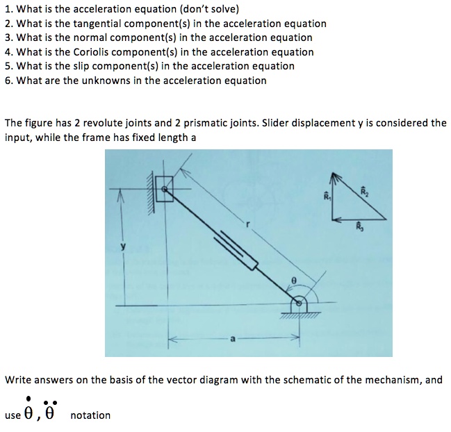 SOLVED 1. What is the acceleration equation (don't solve)? 2. What is