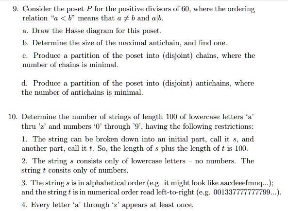 SOLVED Consider The Poset P For The Positive Divisors Of 60 Where The 
