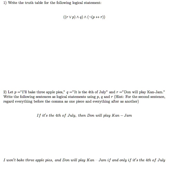 SOLVED1) Write the truth table for the following logical statement