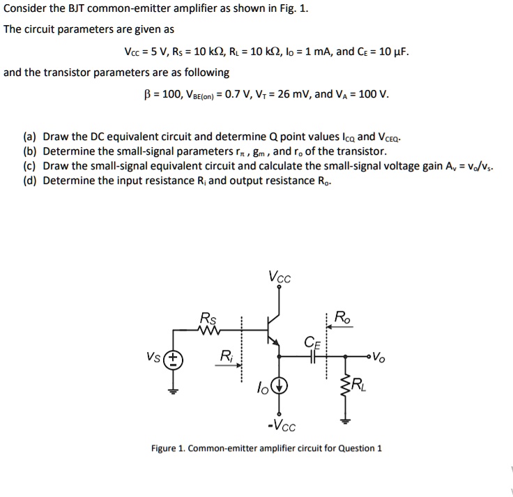 Solved Consider The Bjt Common Emitter Amplifier As Shown In Fig 1