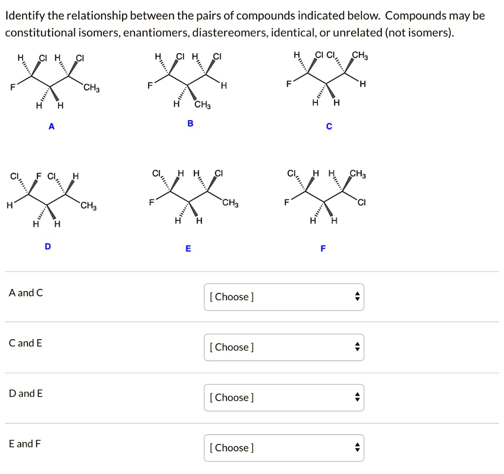 SOLVED Identify the relationship between the pairs of compounds