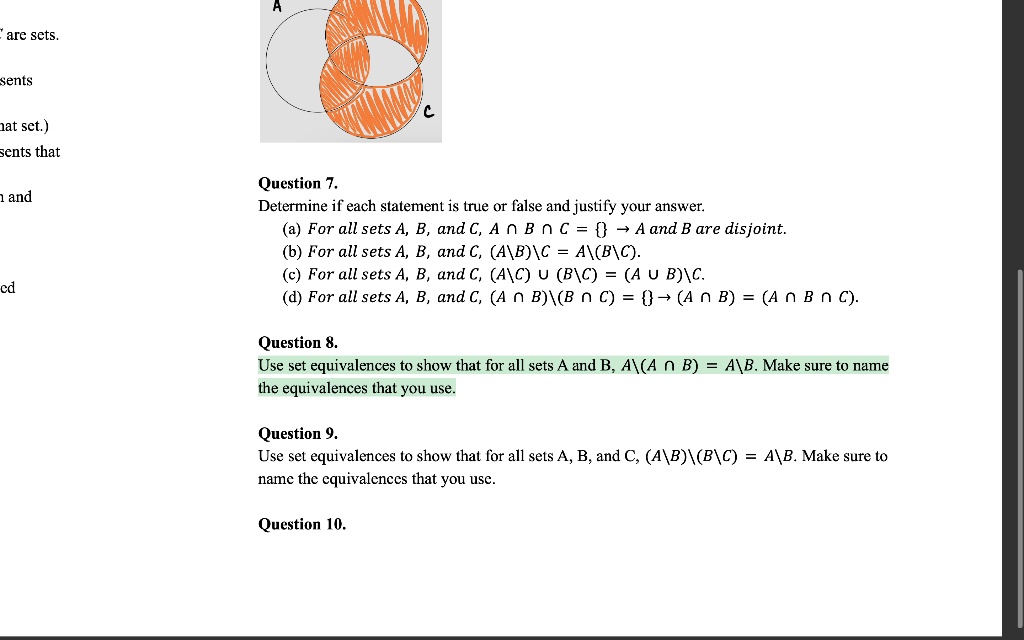 SOLVED: Can anyone solve Q7, 8? Sets are sentences that are either true ...