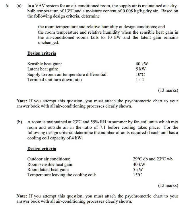 in a vav system for an air conditioned room the supply air is ...