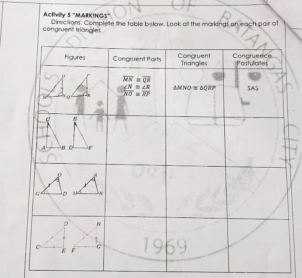 Solved Acllvity 5 Markings Directions Complete The Table Below