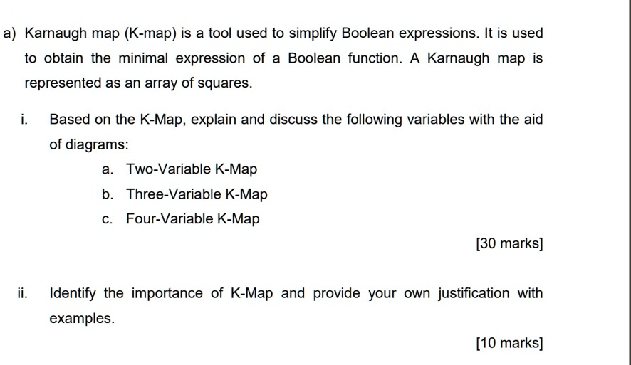 SOLVED: a Karnaugh map(K-map is a tool used to simplify Boolean ...