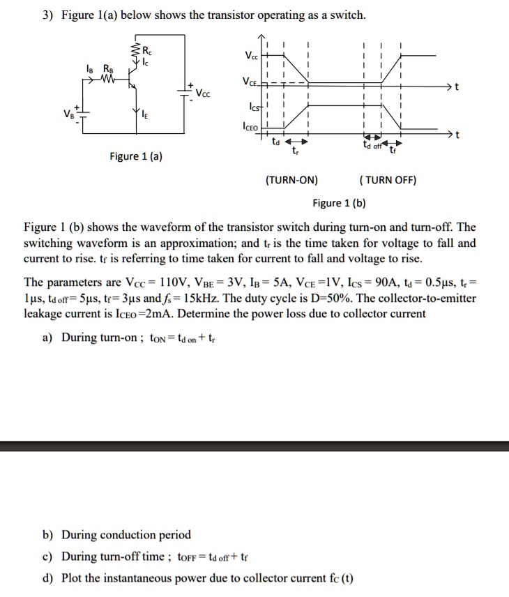 SOLVED Figure 1(a) below shows the transistor operating as a switch