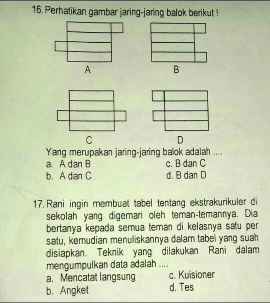 SOLVED: 16. Perhatikan Gambar Jaring-jaring Balok BerikutABCDYang ...