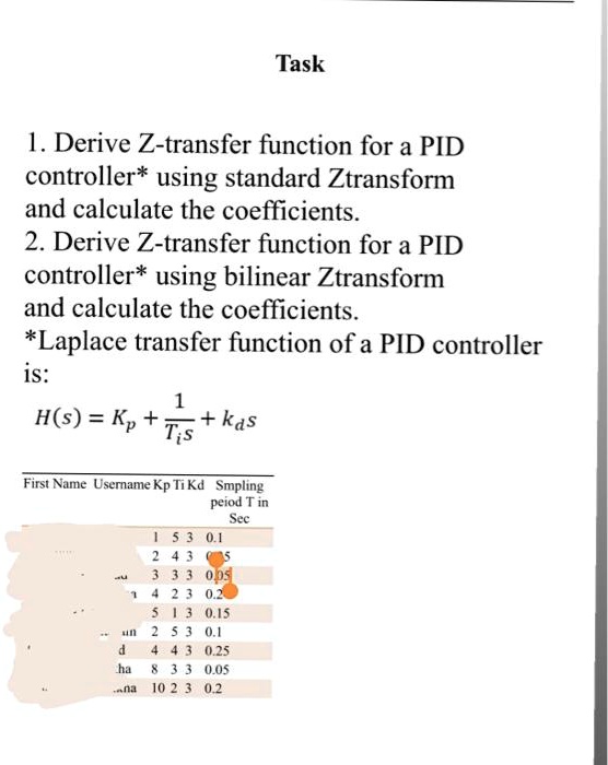 VIDEO solution: Task 1. Derive Z-transfer function for a PID controller ...