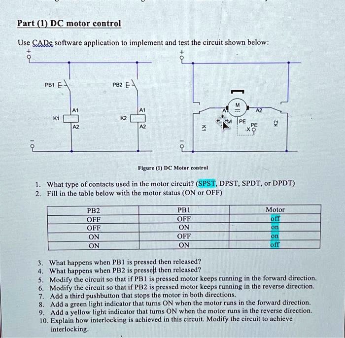 Part (1) DC motor control Use CADe software application to implement ...