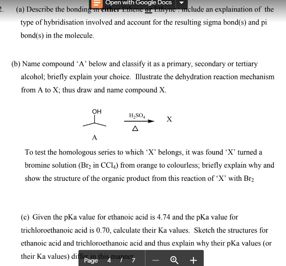 SOLVED a Describe the bonding in C2H4 and include an