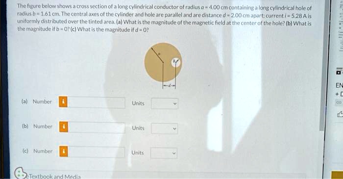 SOLVED: The figure below shows a cross section of a long cylindrical ...