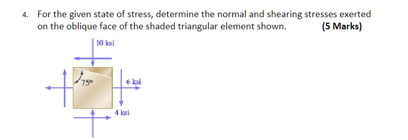 SOLVED: For the given state of stress, determine the normal and ...