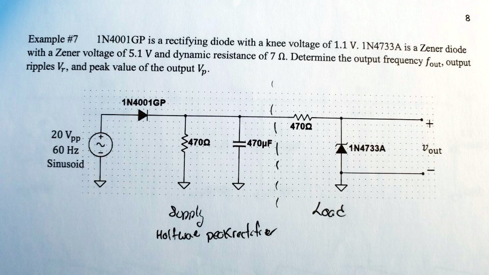 SOLVED Example7 1N4001GP is a rectifying diode with a knee voltage of