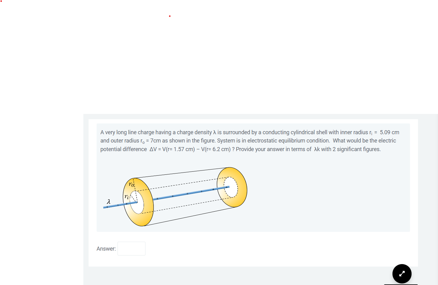 solved-a-very-long-line-charge-having-a-charge-density-is-surrounded