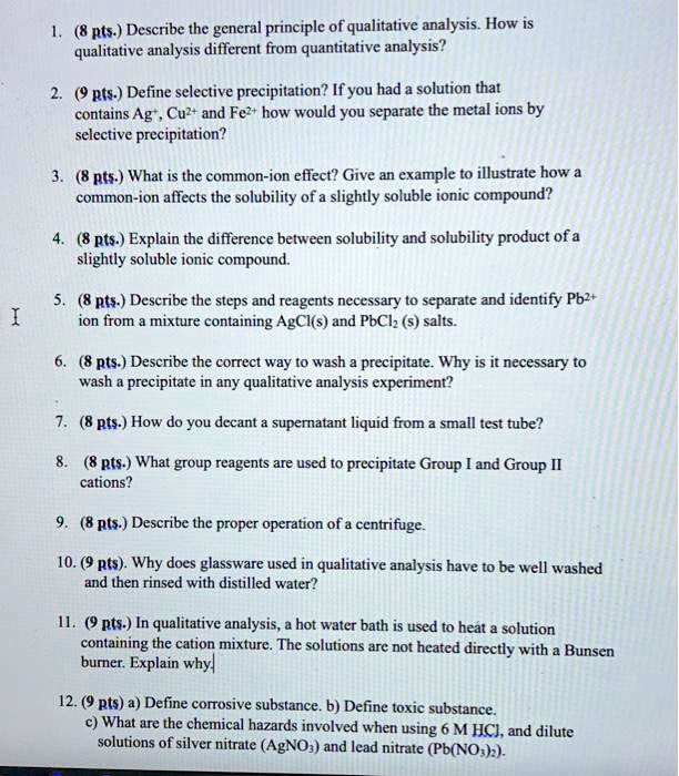 SOLVED: Describe the general principle of qualitative analysis. How is ...