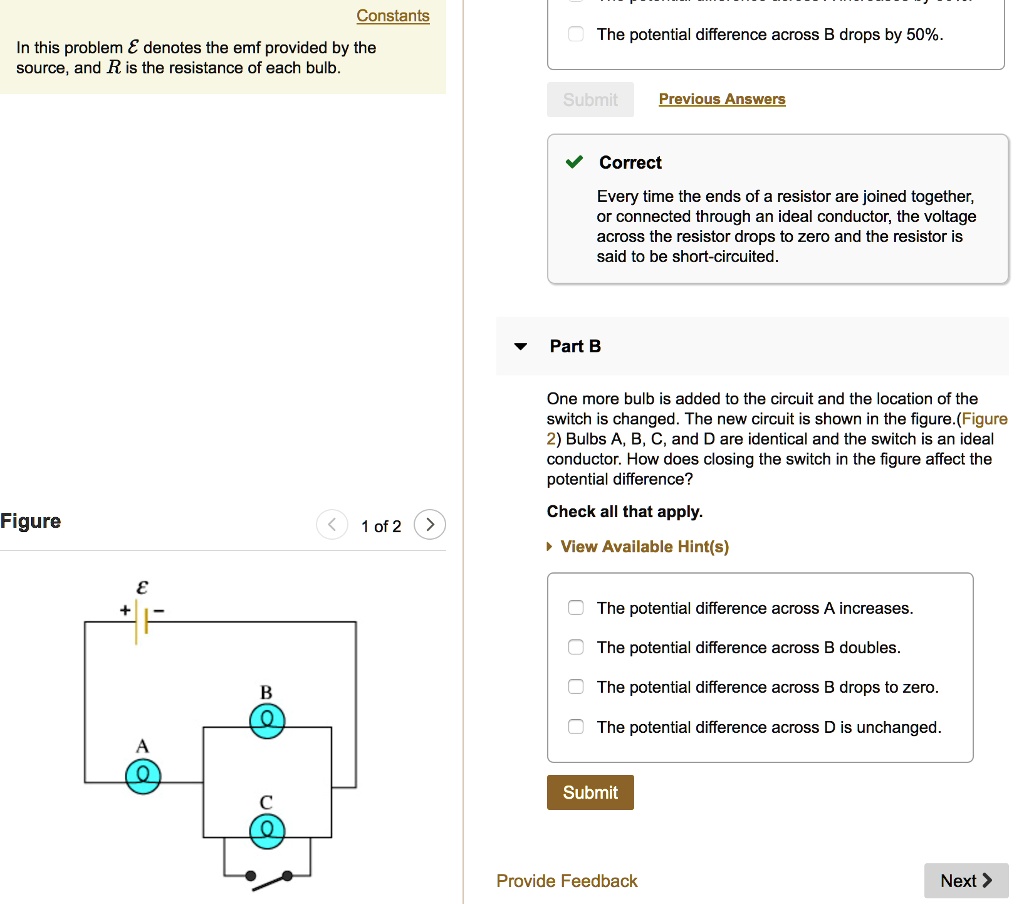 SOLVED: Constants In This Problem € Denotes The Emf Provided By The ...