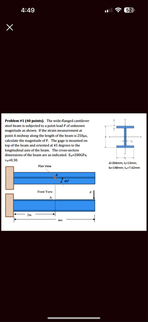 Problem 1 40 points the wide flanged cantilever steel beam...
