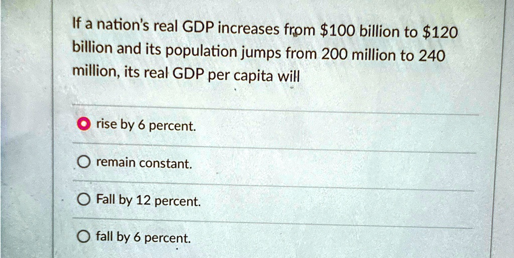if a nations real gdp increases from 100 billion to 120 billion and its ...